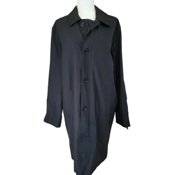 Mens / Unisex Banana Republic Black Car Coat Classic Design Size Medium EUC/NWOT